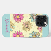 Pastel Blauwe Daisy Bloemen iPhone Hoesje (Achterkant horizontaal)