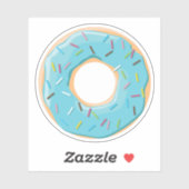 Pastel Blauwe donut met snoepjes strooisels Sticker (Vel)