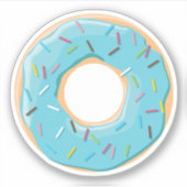 Pastel Blauwe donut met snoepjes strooisels Sticker (Voorkant)