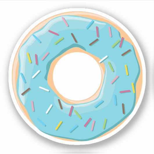 Pastel Blauwe donut met snoepjes strooisels Sticker (Voorkant)