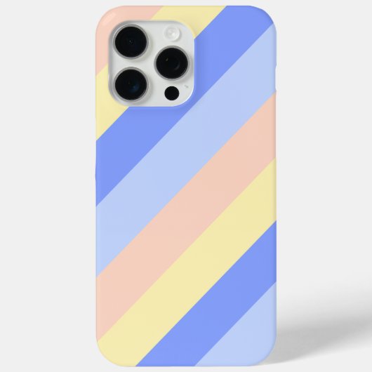 Pastel blauwe en gele diagonale strepen Case-Mate iPhone case (Achterkant)