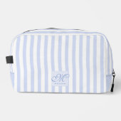 Pastel blauwe en witte strepen - Monogrammed Toilettasje (Voorkant)