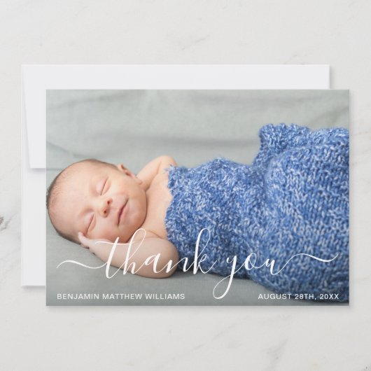 Pastel Blauwe Foto Dank u Baby shower Dank u Bedankkaart (Voorkant)