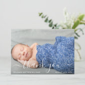 Pastel Blauwe Foto Dank u Baby shower Dank u Bedankkaart (Staand voorkant)