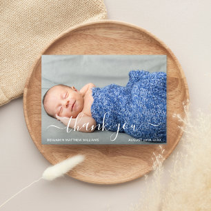 Pastel Blauwe Foto Dank u Baby shower Dank u Bedankkaart