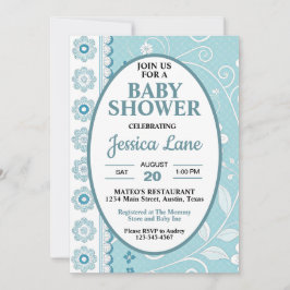Pastel Blauwe Jongens Baby Shower Uitnodiging