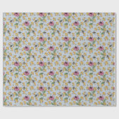 Pastel Blauwe Koningin Bijen, Honingraat & Exotisc Cadeaupapier (Vlak)