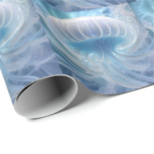 Pastel blauwe kwal fractal kunst onder het Zee, Cadeaupapier