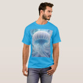 Pastel blauwe kwal fractal kunst onder het Zee, T-shirt (Voorkant volledig)