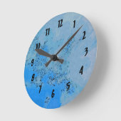 Pastel Blauwe Luchtontwerp Ronde Klok (Hoek)