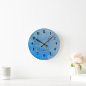 Pastel Blauwe Luchtontwerp Ronde Klok (Huis)
