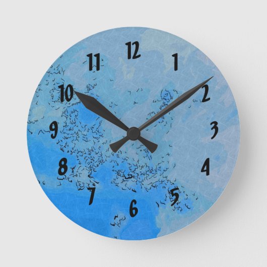 Pastel Blauwe Luchtontwerp Ronde Klok (Voorkant)