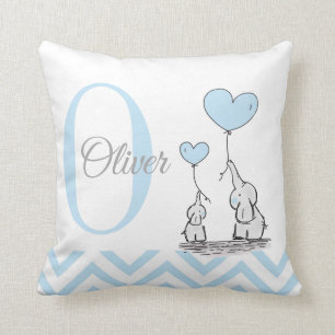 Pastel Blauwe Olifant Gepersonaliseerde Baby Jonge Kussen