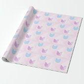 Pastel Blauwe Paarse Tulpen & Elegant Geometrisch  Cadeaupapier (Uitgerold)