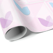 Pastel Blauwe Paarse Tulpen & Elegant Geometrisch  Cadeaupapier (Rol Hoek)