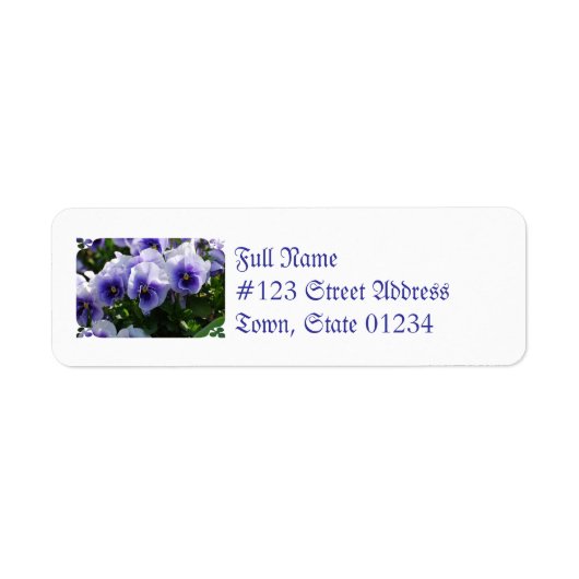 Pastel Blauwe Pansies Etiket (Voorkant)