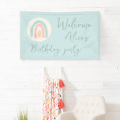 Pastel blauwe regenboog Baby 1e verjaardag Spandoek (Insitu)