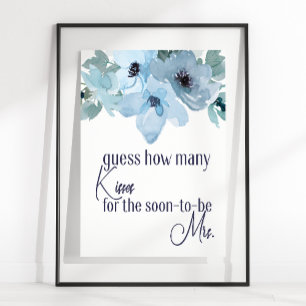 Pastel Blauwe Roos Bloemstuk Raad Hoeveel Kusjes S Poster