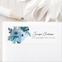 Pastel Blauwe Rozen Bloemen Huwelijksadreslabel