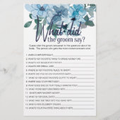Pastel Blauwe Rozen Spel Wat Zou de Bruidegom Zegg Flyer (Voorkant)