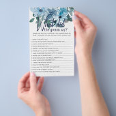 Pastel Blauwe Rozen Spel Wat Zou de Bruidegom Zegg Flyer (Hand)