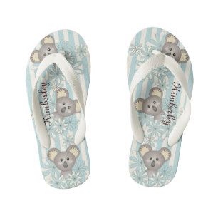 Pastel Blauwe Streep Schattige Baby Koala Beer Kinder Teenslippers