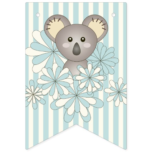 Pastel Blauwe Streep Schattige Baby Koala Kids Ver Vlaggetjes (Eerste vlag)