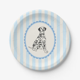 Pastel blauwe strepen en Dalmatische hond Papieren Bordje