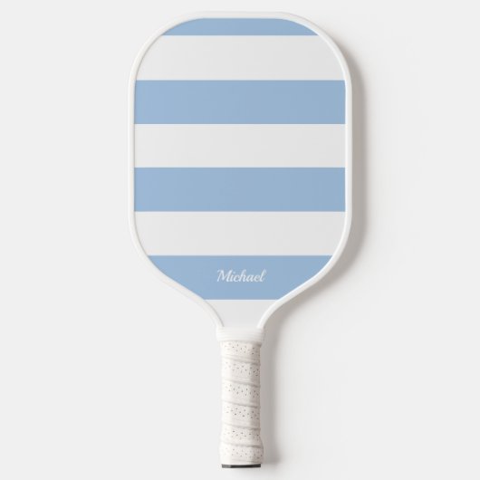 Pastel Blauwe Strepen Gestreept Gepersonaliseerd Pickleball Paddle (Voorkant)