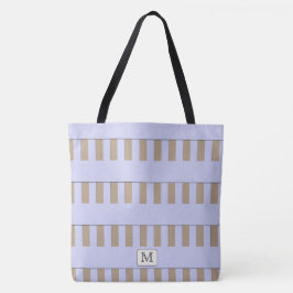 Pastel Blauwe Strepen op elke Kleur Custom monogra Tote Bag