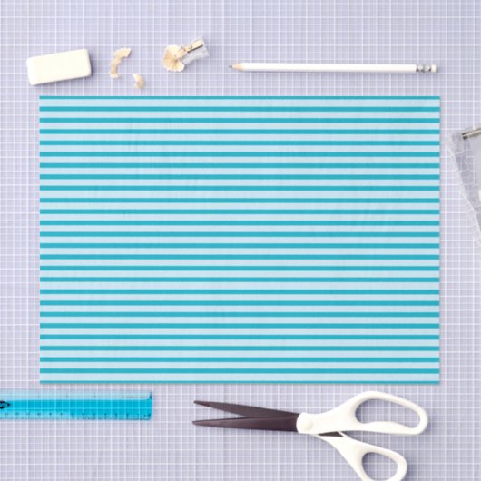 Pastel Blauwe Stripes en Achtergrond Turquoise Tissuepapier (Craft)
