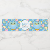 Pastel Blauwe Uil Baby Jongen Douche Thema Waterfles Etiket (Enkel label)