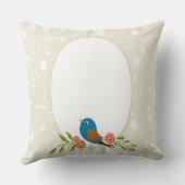 Pastel Blauwe Vogel Kinderkamer Decoratie Kussen (Achterkant)