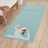 Pastel Blauwe Vrouwen Oefening Poses Namaste Yogi Yogamat