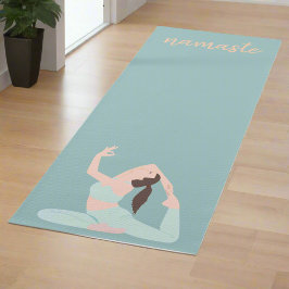 Pastel Blauwe Vrouwen Oefening Poses Namaste Yogi Yogamat