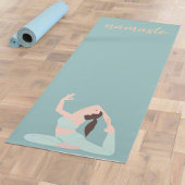 Pastel Blauwe Vrouwen Oefening Poses Namaste Yogi Yogamat