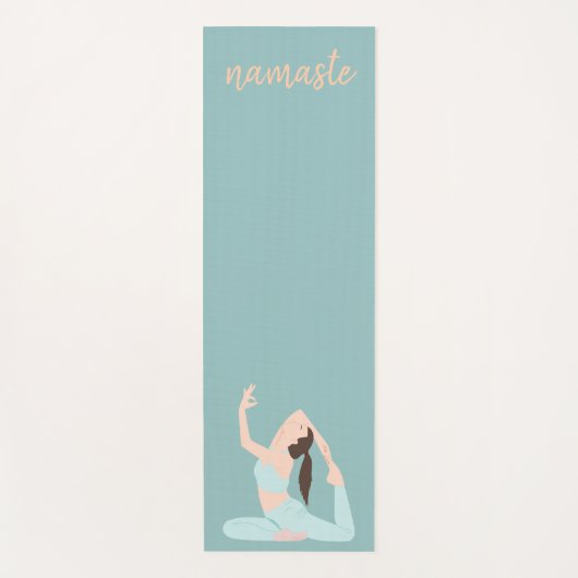 Pastel Blauwe Vrouwen Oefening Poses Namaste Yogi Yogamat (Voorkant)