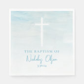 Pastel Blauwe Waterverf Dopen servetten (Voorkant)