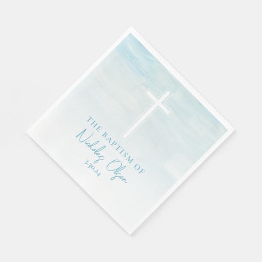 Pastel Blauwe Waterverf Dopen servetten (Hoek)