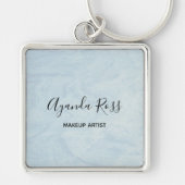 Pastel blauwe waterverf marmer sleutelhanger (Voorkant)