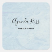 Pastel blauwe waterverf marmer vierkante sticker (Voorkant)