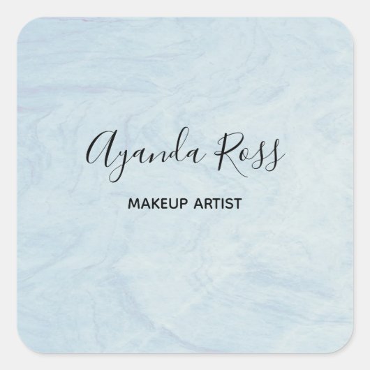 Pastel blauwe waterverf marmer vierkante sticker (Voorkant)