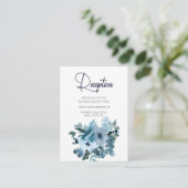 Pastel Blauwe Waterverfrozen Bruiloft Informatiekaartje (Staand voorkant)