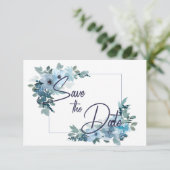 Pastel Blauwe Waterverfrozen Save The Date (Staand voorkant)