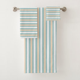 Pastel blauwe, witte en blush strepen bad handdoek