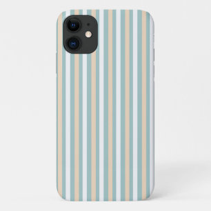 Pastel blauwe, witte en blush strepen Case-Mate iPhone case