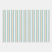 Pastel blauwe, witte en blush strepen inpakpapier vel (Voorkant 3)
