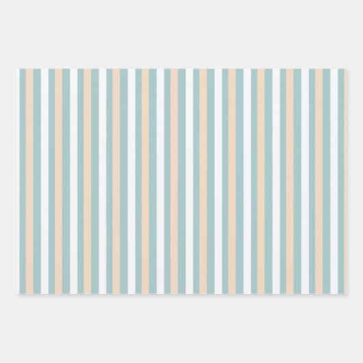 Pastel blauwe, witte en blush strepen inpakpapier vel (Voorkant 3)