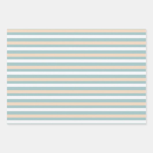 Pastel blauwe, witte en blush strepen inpakpapier vel (Voorkant)