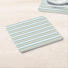 Pastel blauwe, witte en blush strepen kartonnen onderzetters